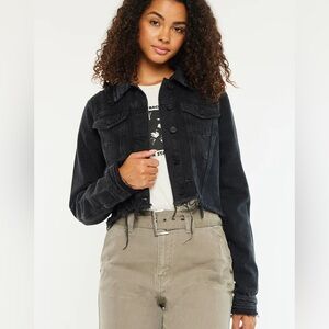 KanCan Erika Cropped Denim Jacket Black S